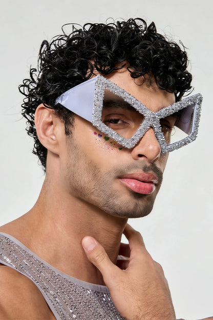 Twilight Lens Rhinestone Sunglasses Silver