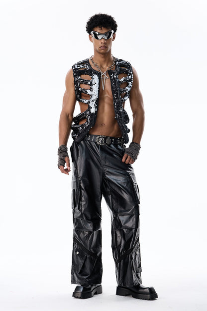 Twinkle Rock Cutout Sequin Vest