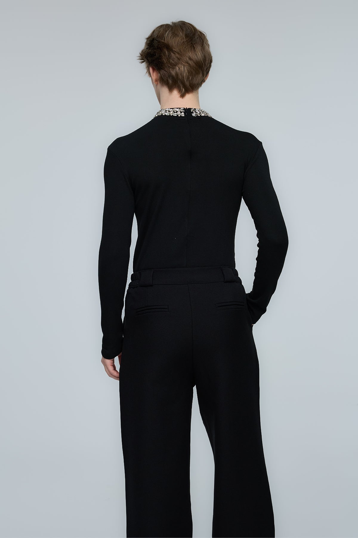 Ultra Glow Rhinestone Long Sleeve Top Black