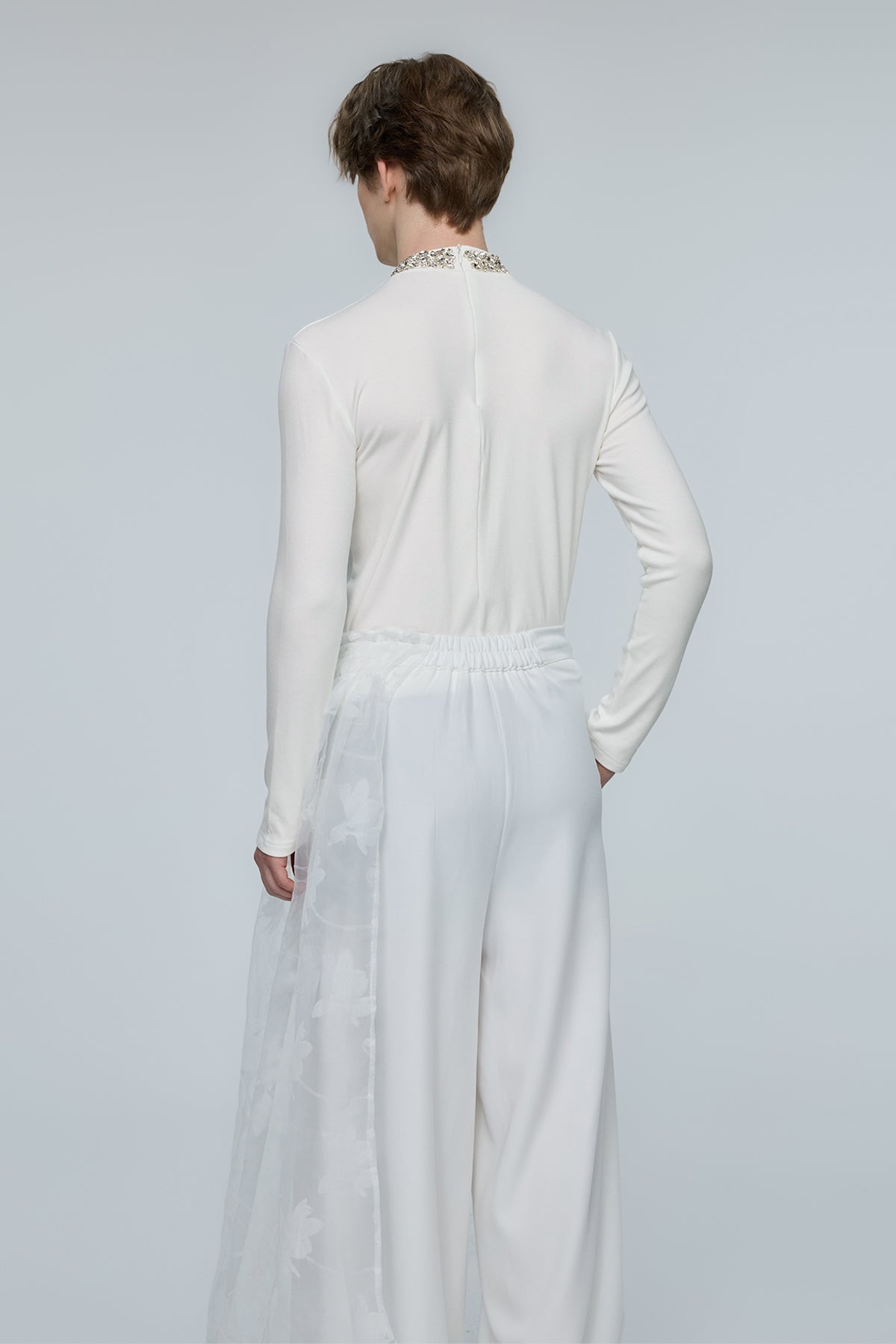 Ultra Glow Rhinestone Long Sleeve Top White