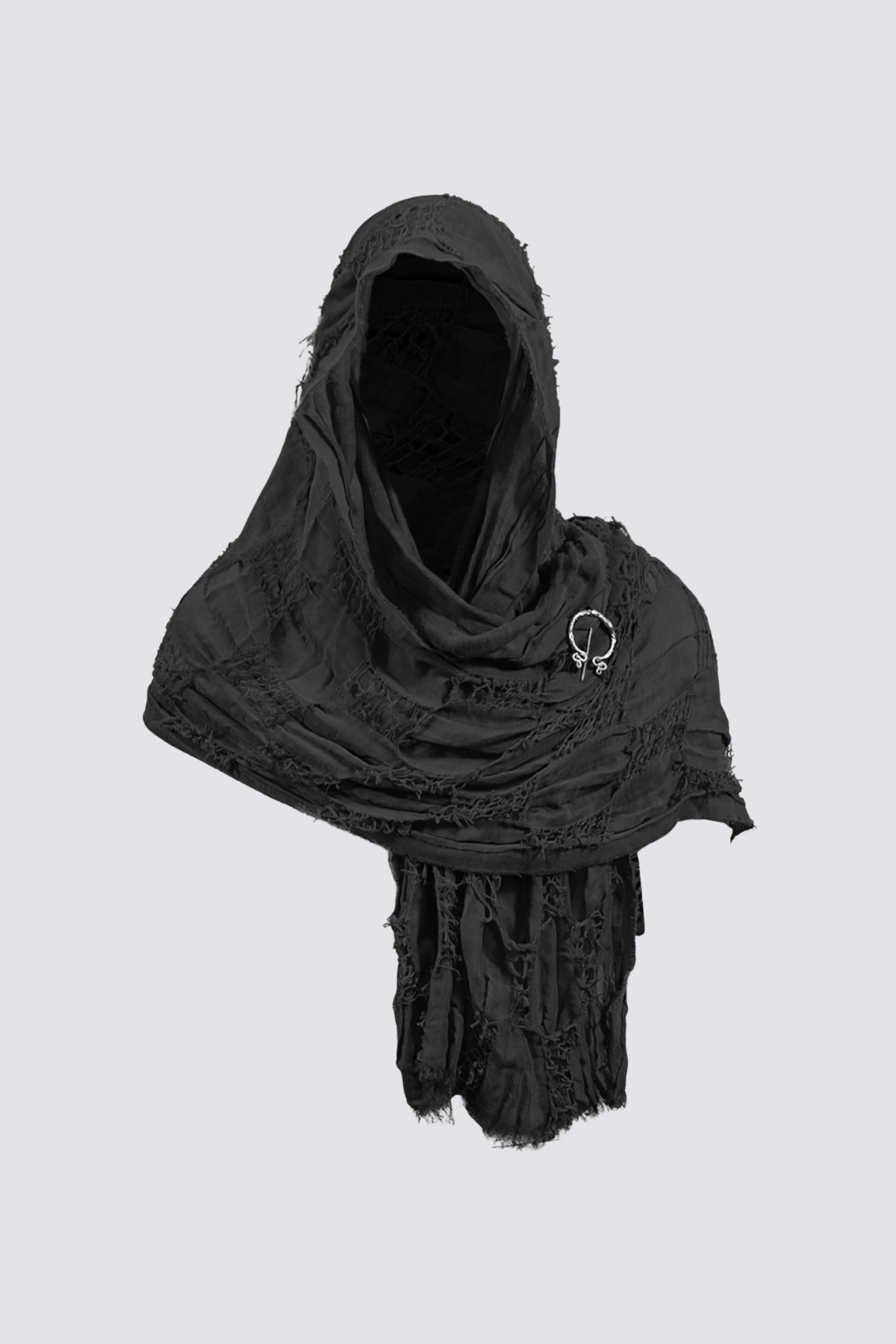 Unmarked Night Distressed Hooded Scarf Set Brown