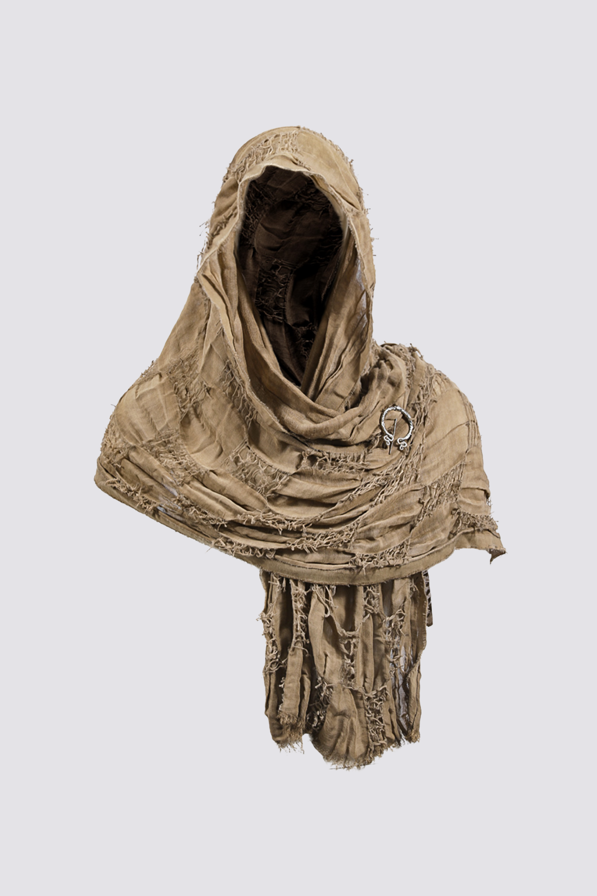 Unmarked Night Distressed Hooded Scarf Set Brown