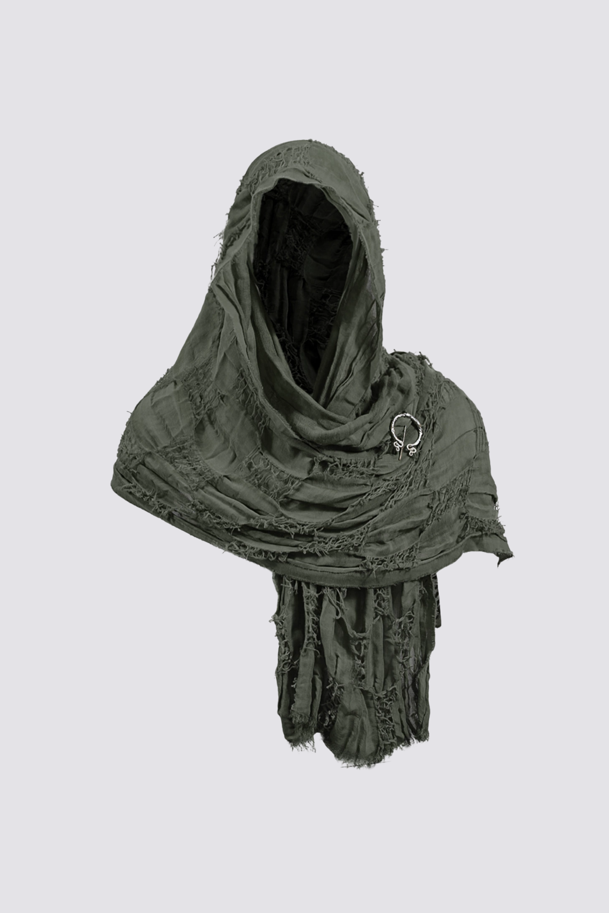 Unmarked Night Distressed Hooded Scarf Set Brown
