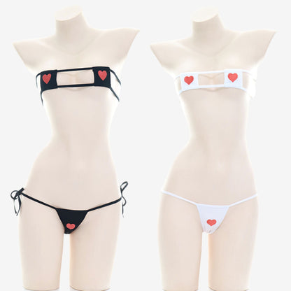 Heart Embroidery Bikini Set