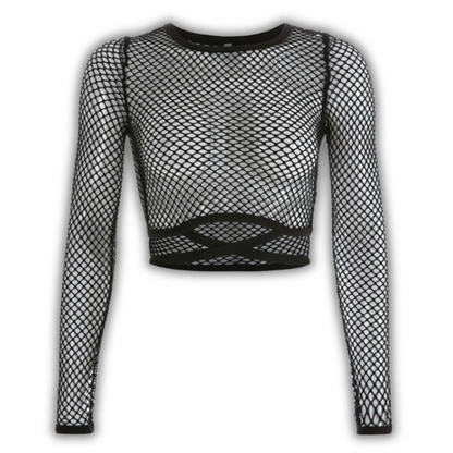 Black See-through Fishnet Mesh Top