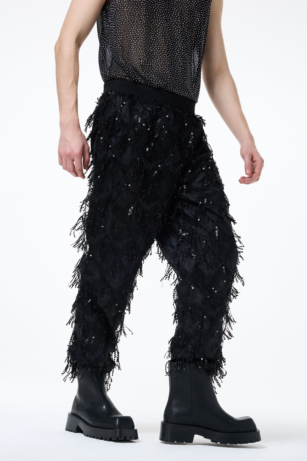 Urban Comfort Sequin Fringe Straight Pants