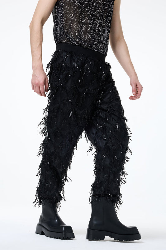 Urban Comfort Sequin Fringe Straight Pants