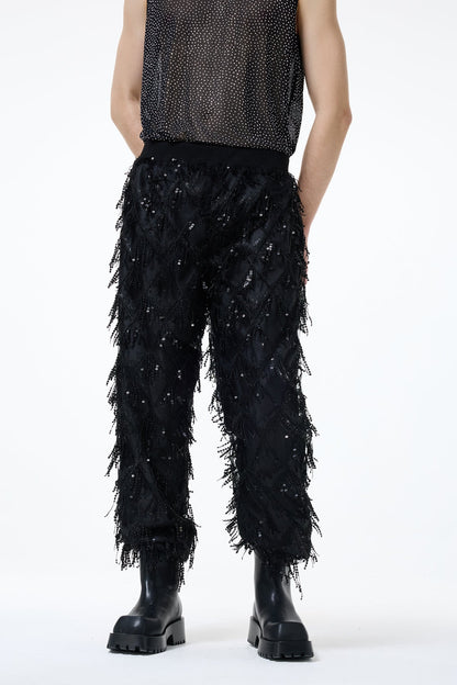 Urban Comfort Sequin Fringe Straight Pants