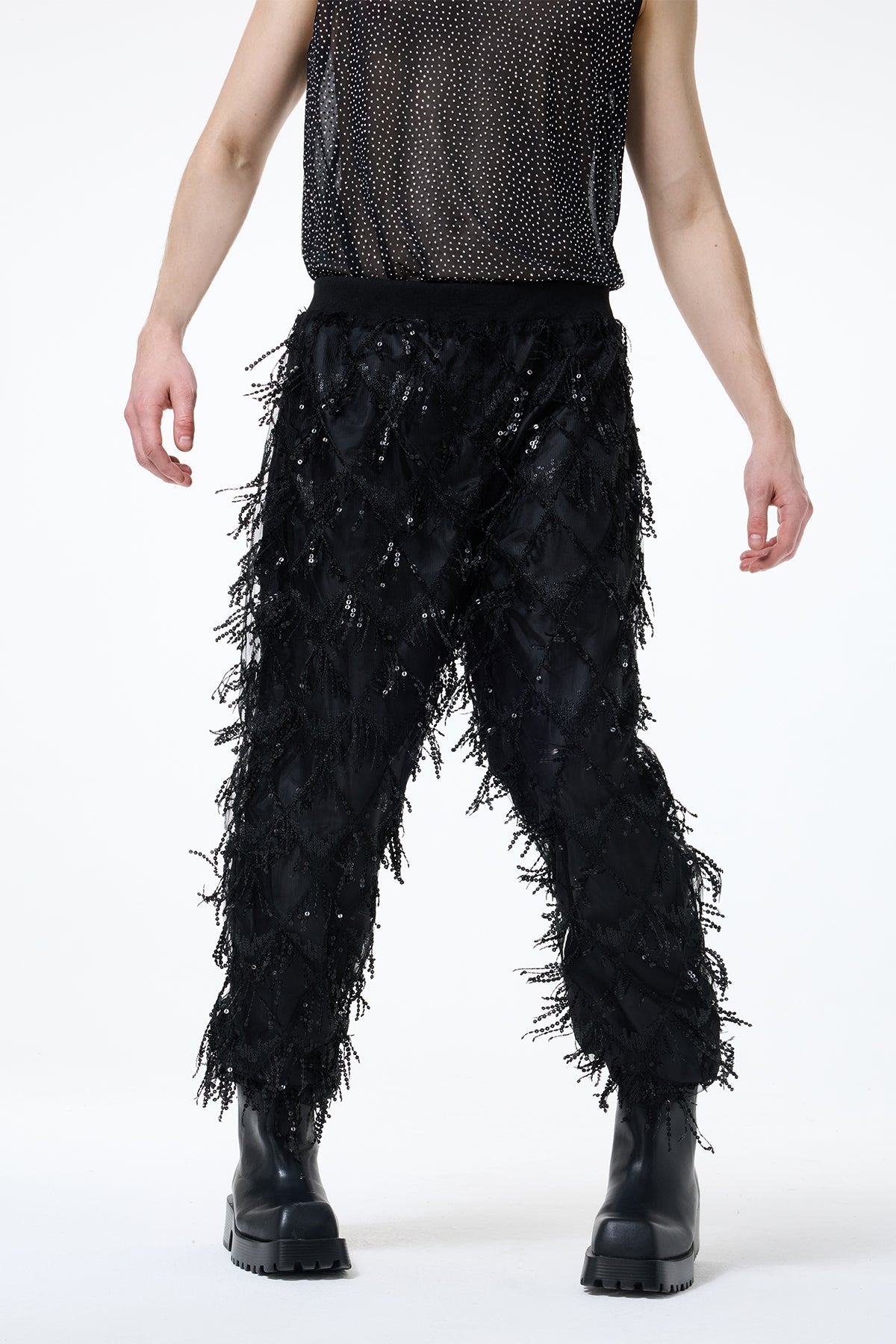 Urban Comfort Sequin Fringe Straight Pants