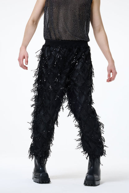 Urban Comfort Sequin Fringe Straight Pants