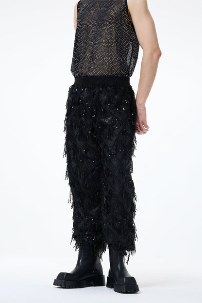 Urban Comfort Sequin Fringe Straight Pants