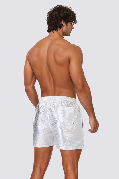 Urban Latch Metallic Print Shorts White