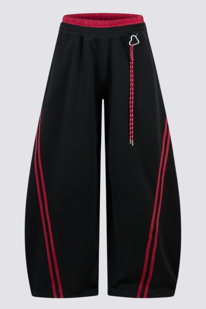 Urban Patina Stripe Barrel Pants In Black