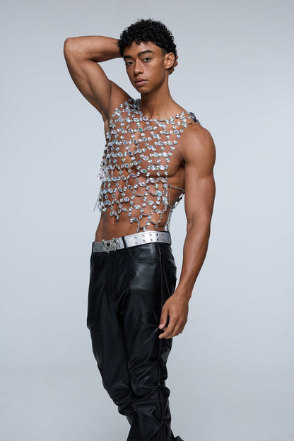 Urban Steel Crystal Body Chain Top