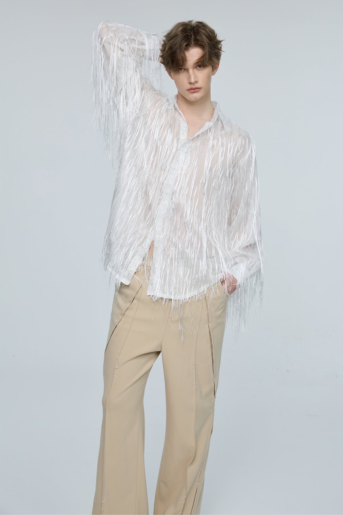 Vector Bloom Long Sleeve Fringe Shirt