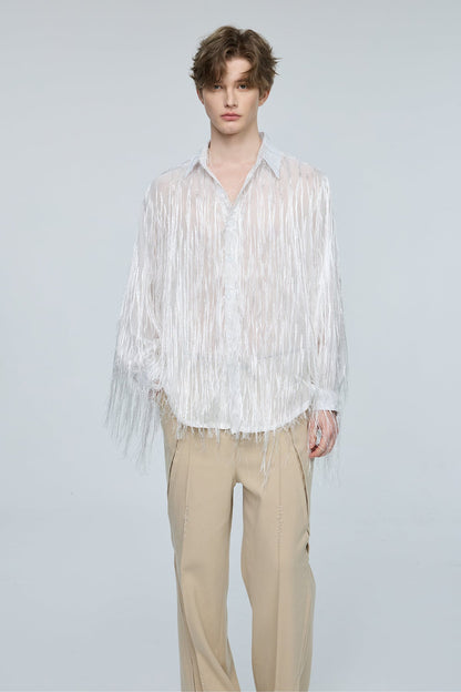 Vector Bloom Long Sleeve Fringe Shirt