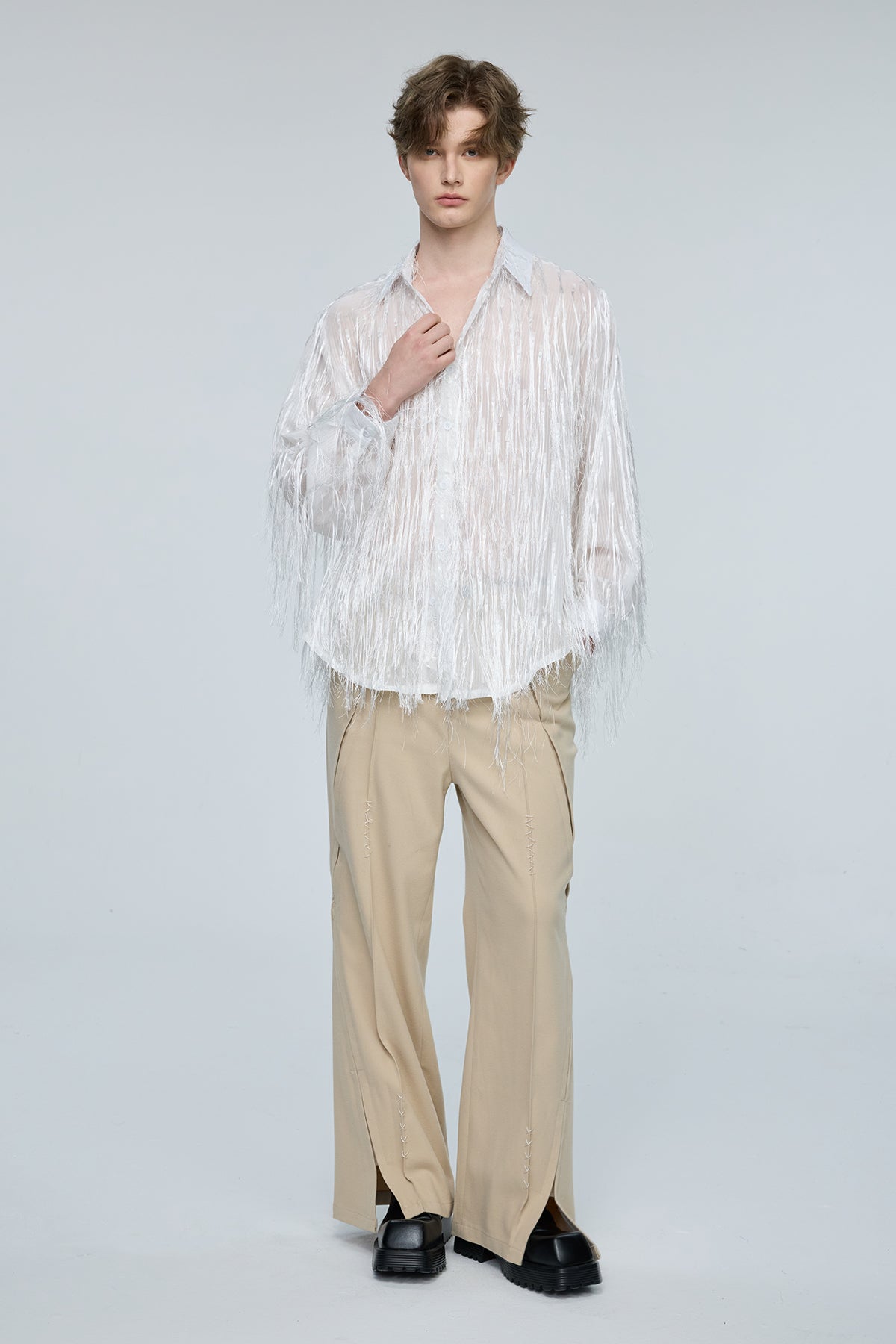 Vector Bloom Long Sleeve Fringe Shirt