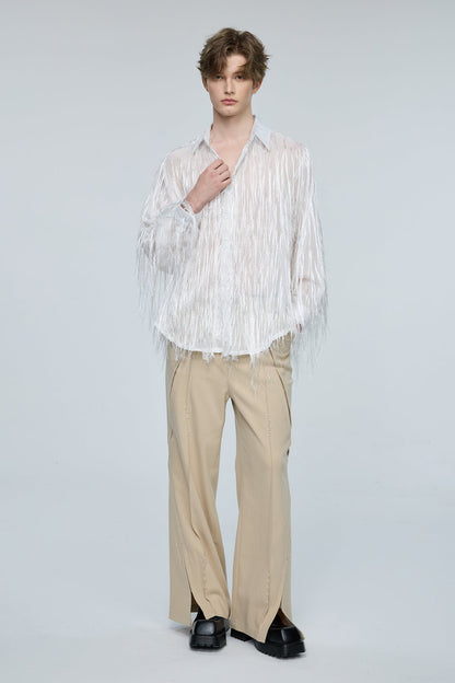 Vector Bloom Long Sleeve Fringe Shirt