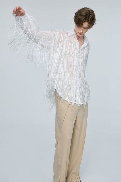 Vector Bloom Long Sleeve Fringe Shirt