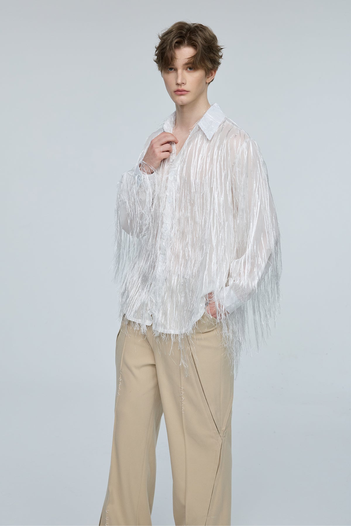Vector Bloom Long Sleeve Fringe Shirt