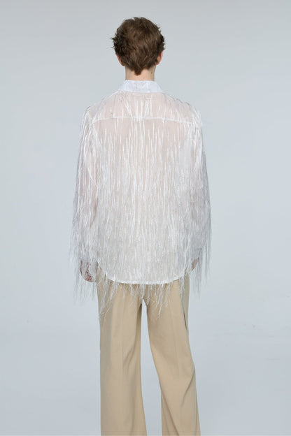 Vector Bloom Long Sleeve Fringe Shirt