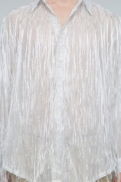 Vector Bloom Long Sleeve Fringe Shirt