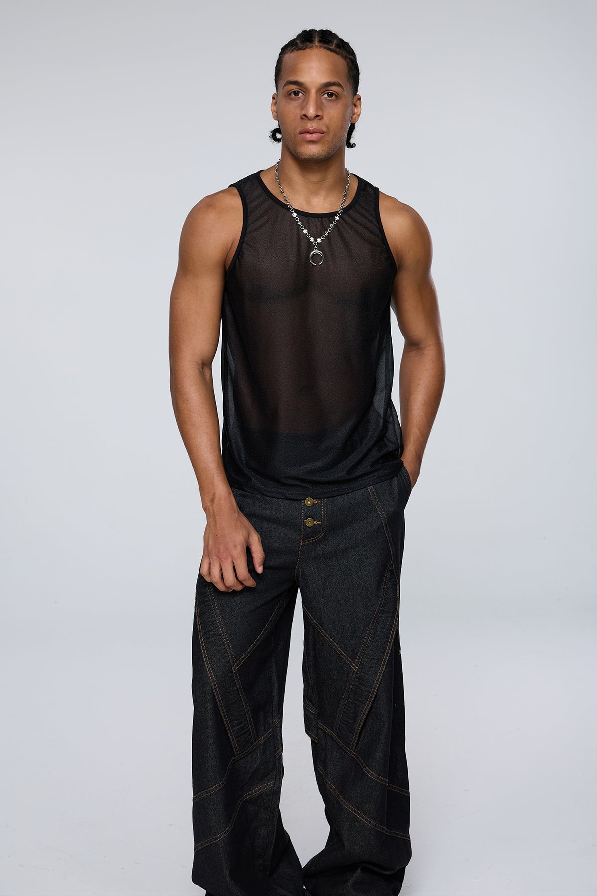 Vector Cell Mesh Tank Top Black