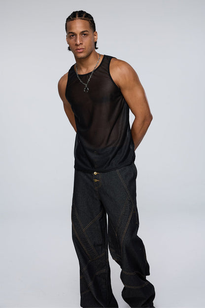 Vector Cell Mesh Tank Top Black