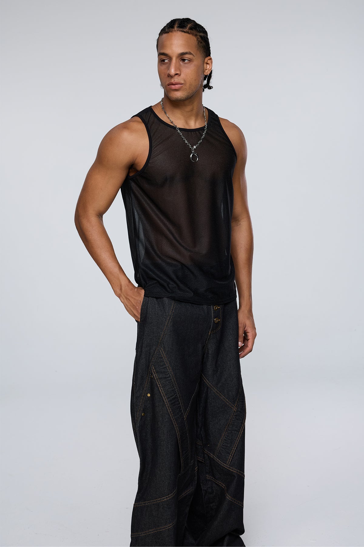 Vector Cell Mesh Tank Top Black
