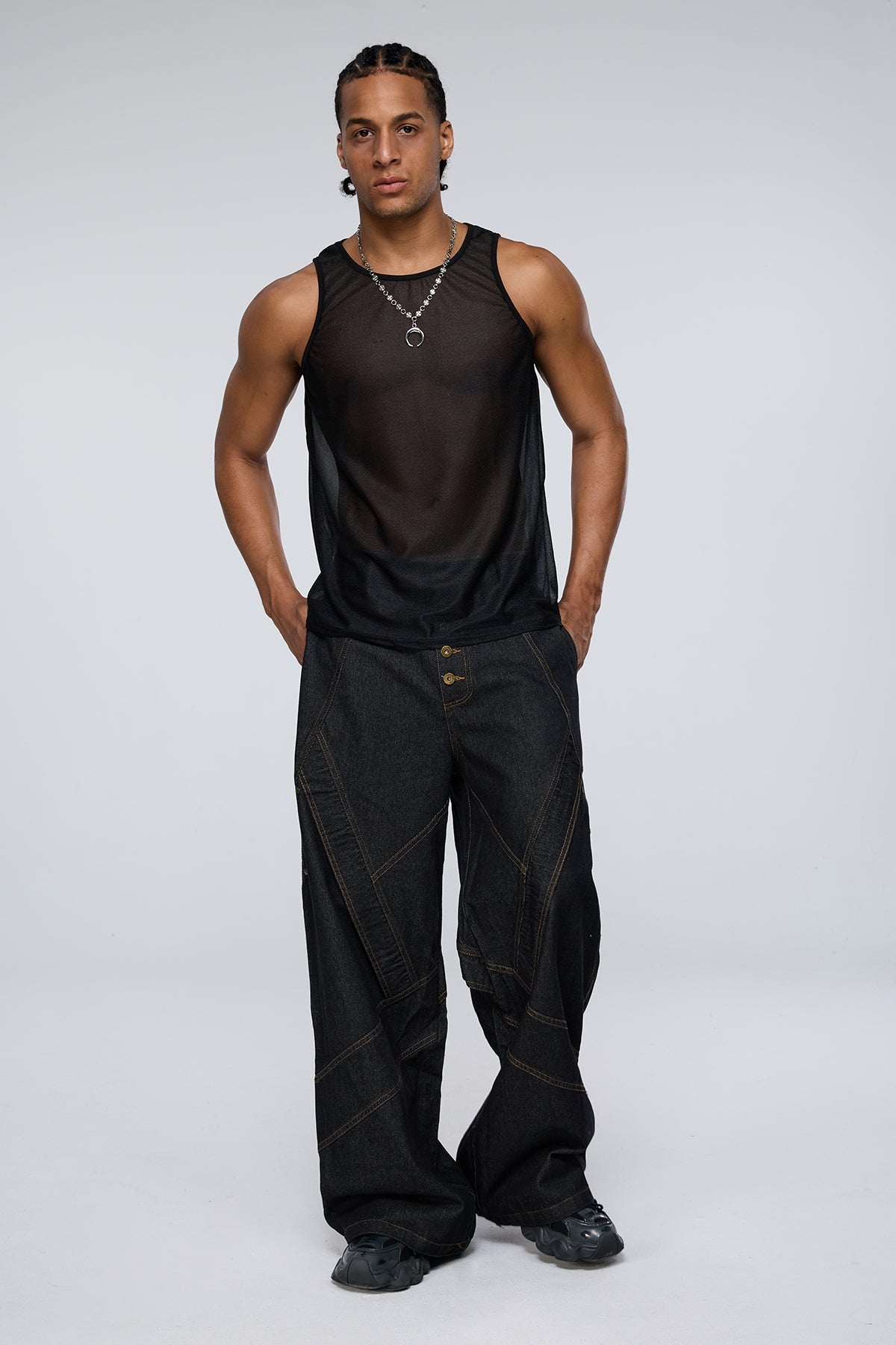 Vector Cell Mesh Tank Top Black