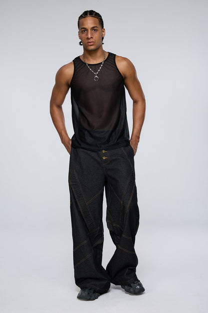 Vector Cell Mesh Tank Top Black
