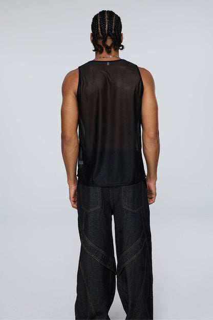 Vector Cell Mesh Tank Top Black