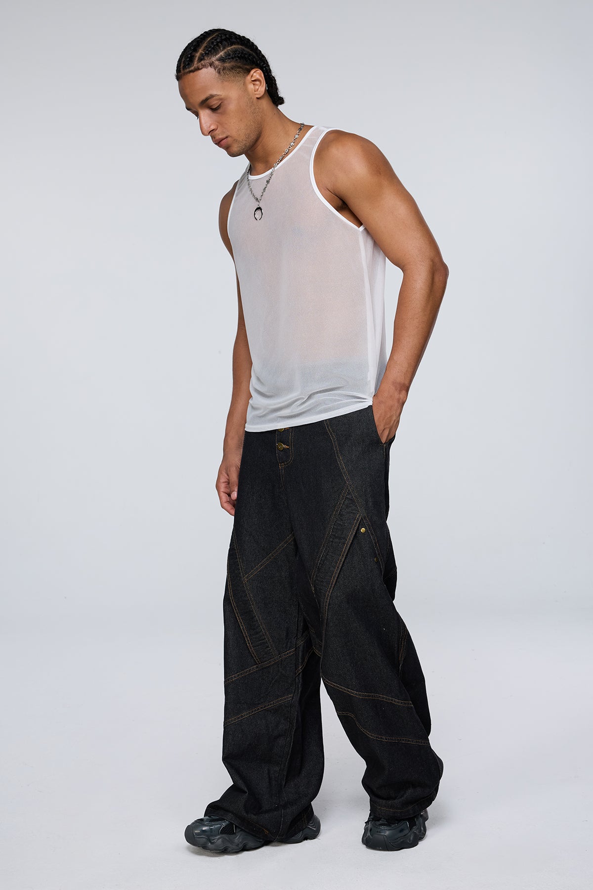 Vector Cell Mesh Tank Top White