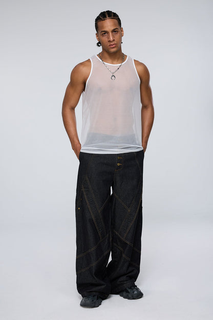 Vector Cell Mesh Tank Top White
