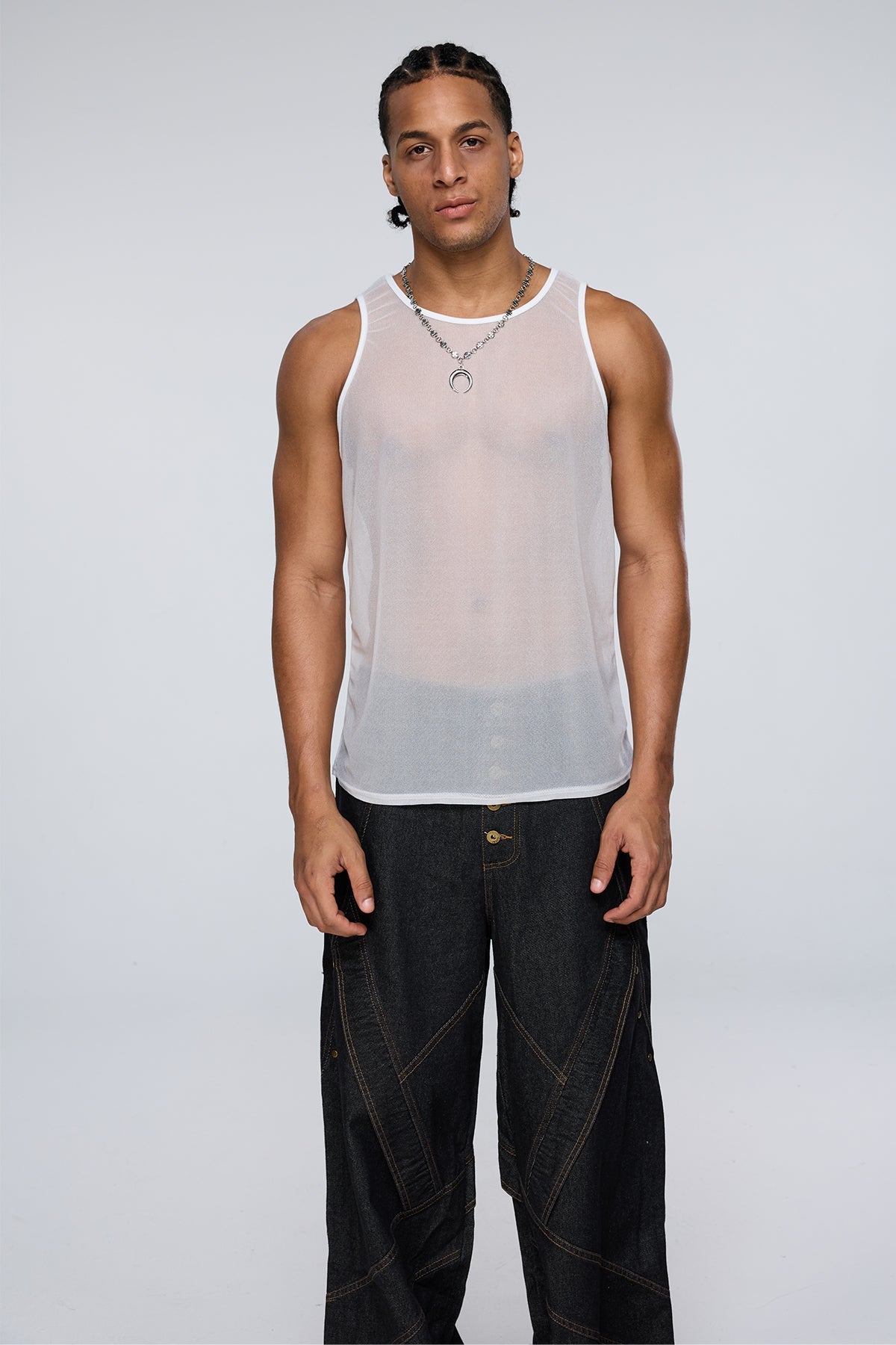 Vector Cell Mesh Tank Top White
