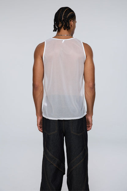 Vector Cell Mesh Tank Top White