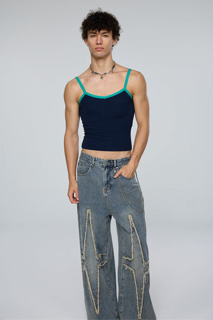 Vector Peak Crop Top Navy Blue
