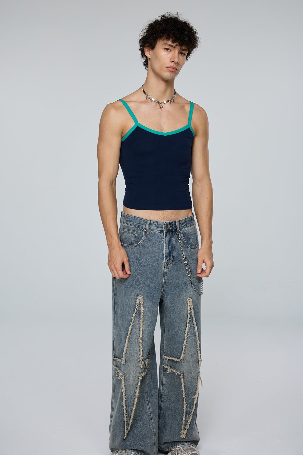 Vector Peak Crop Top Navy Blue