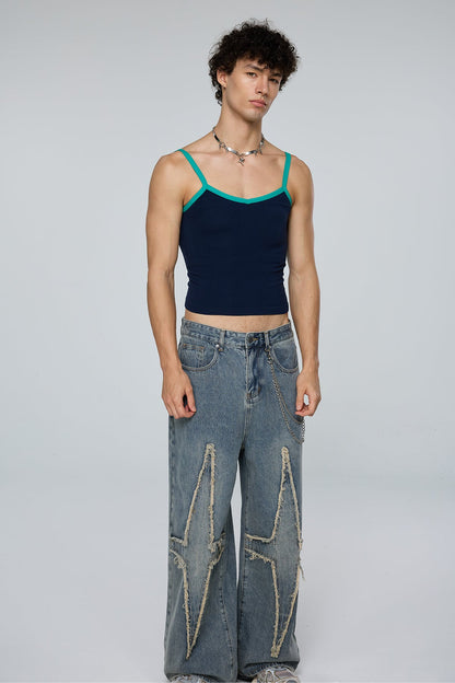 Vector Peak Crop Top Navy Blue