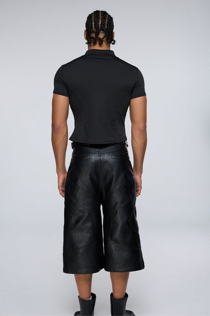 Vector Tier Zipper Short Sleeve Top Black