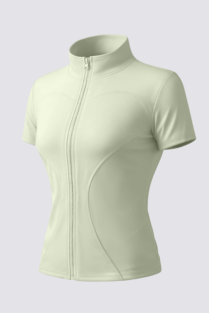 Vector Tier Zipper Short Sleeve Top Green