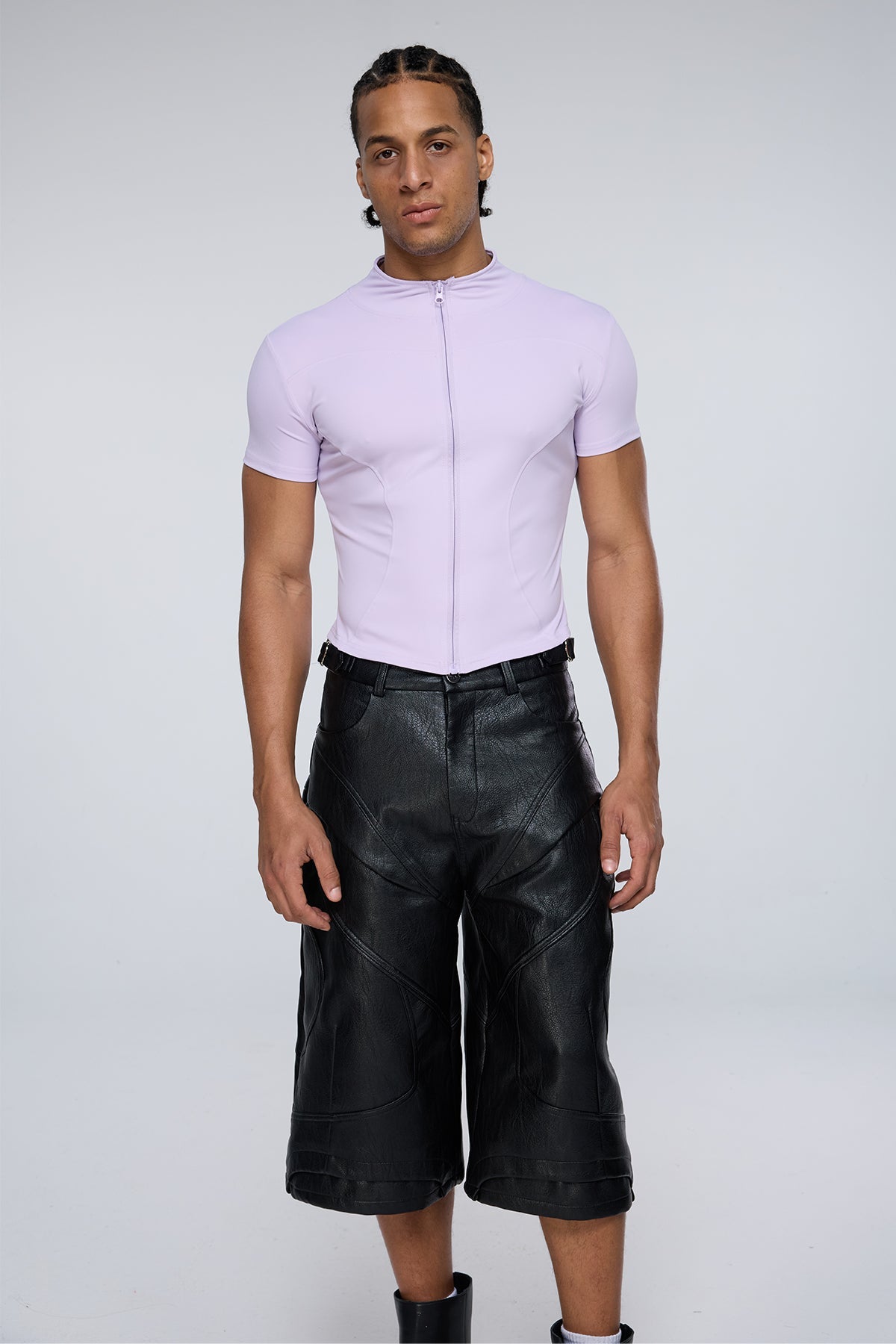 Vector Tier Zipper Short Sleeve Top Purple