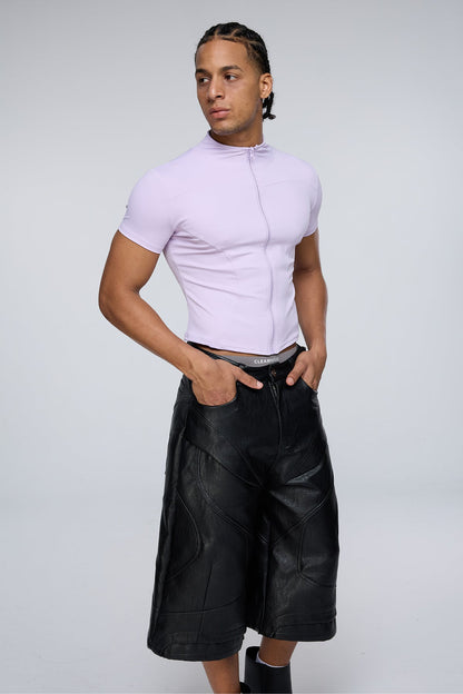 Vector Tier Zipper Short Sleeve Top Purple