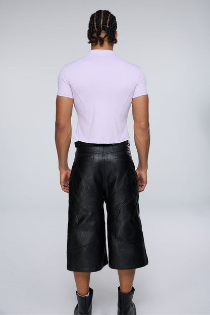 Vector Tier Zipper Short Sleeve Top Purple
