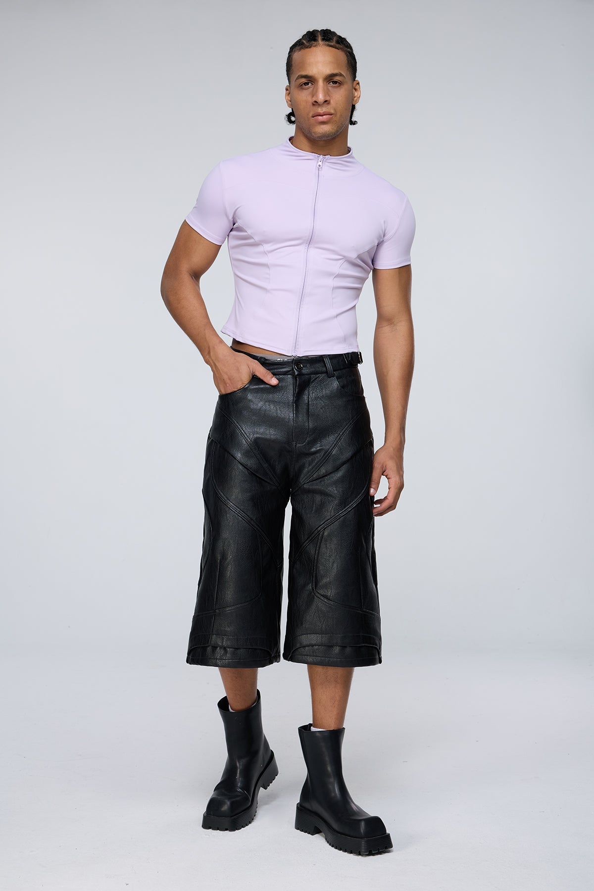 Vector Tier Zipper Short Sleeve Top Purple