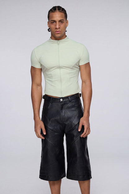 Vector Tier Zipper Short Sleeve Top Green
