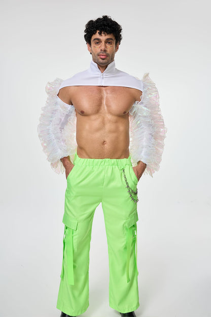 Veil Flow High Neck Tulle Crop Top