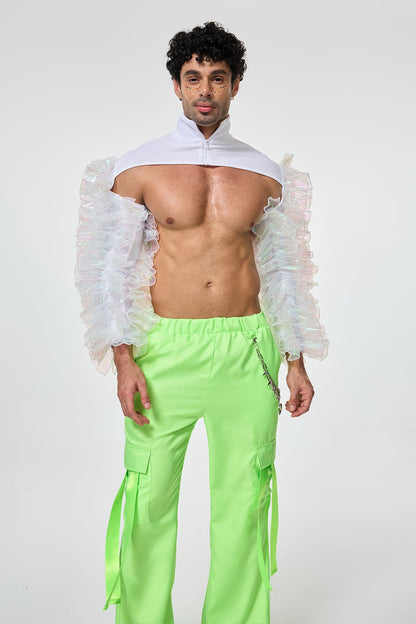 Veil Flow High Neck Tulle Crop Top