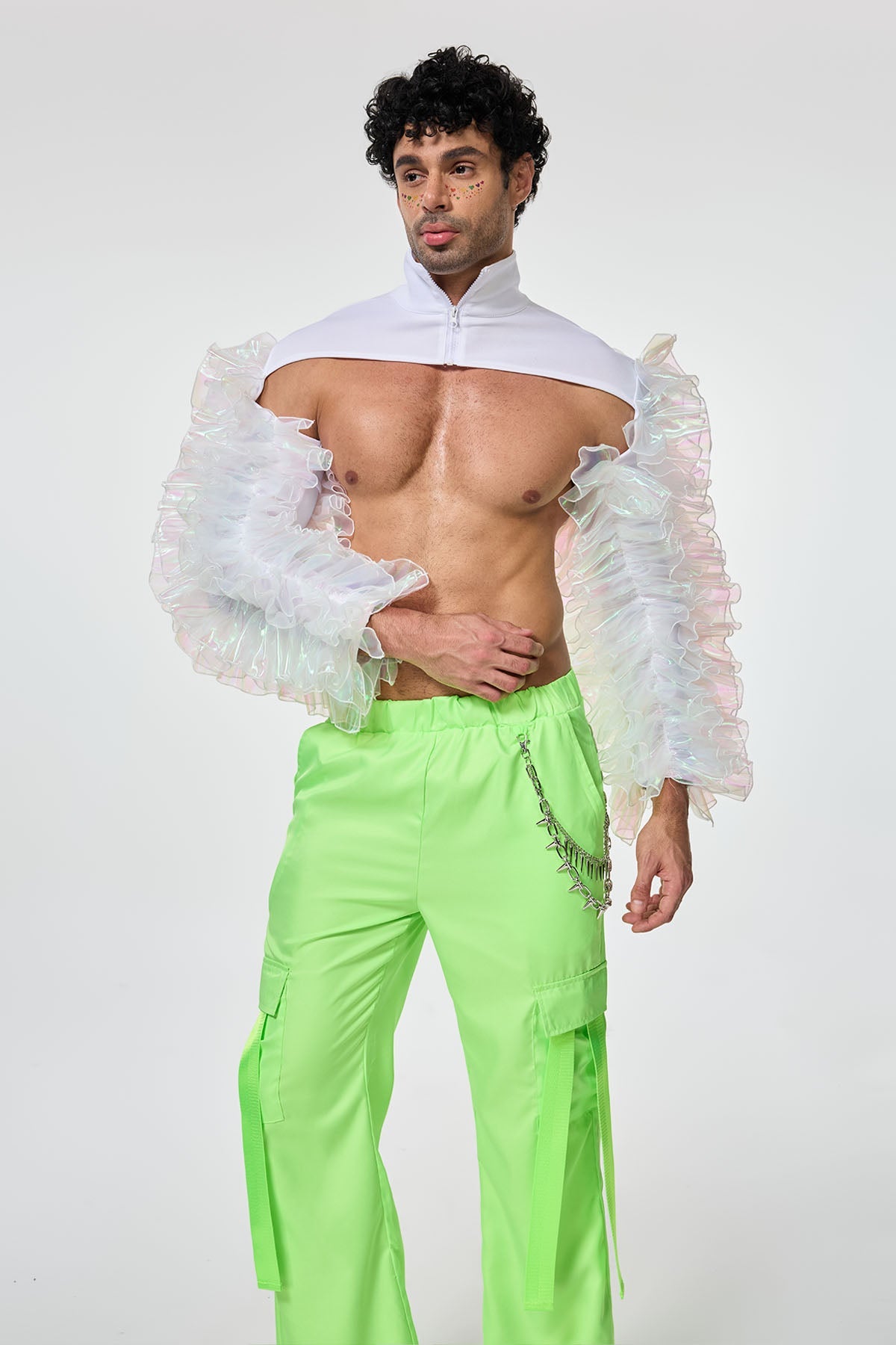 Veil Flow High Neck Tulle Crop Top
