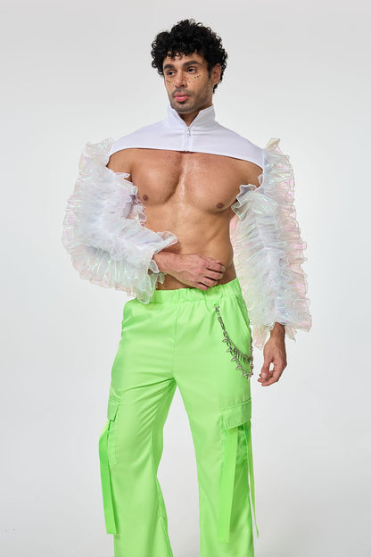 Veil Flow High Neck Tulle Crop Top